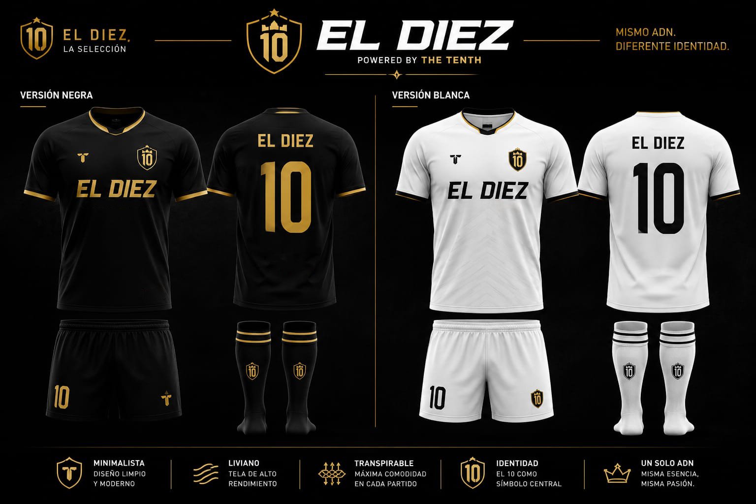Uniformes negro y blanco de EL DIEZ